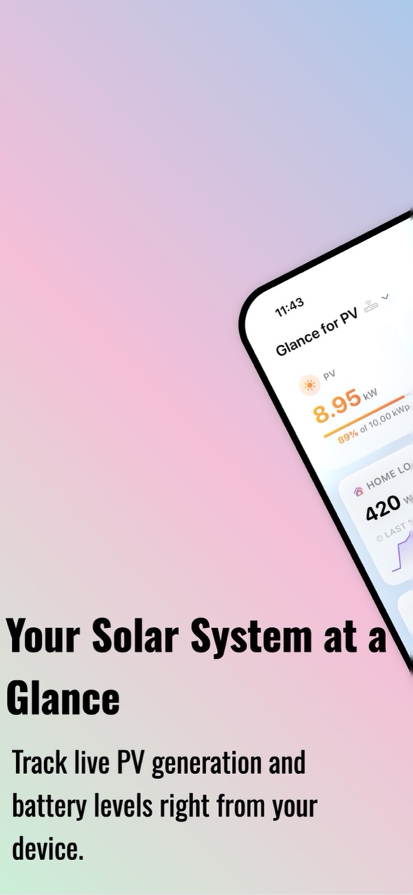 Glance for PV - Home Screen widget showing live PV output