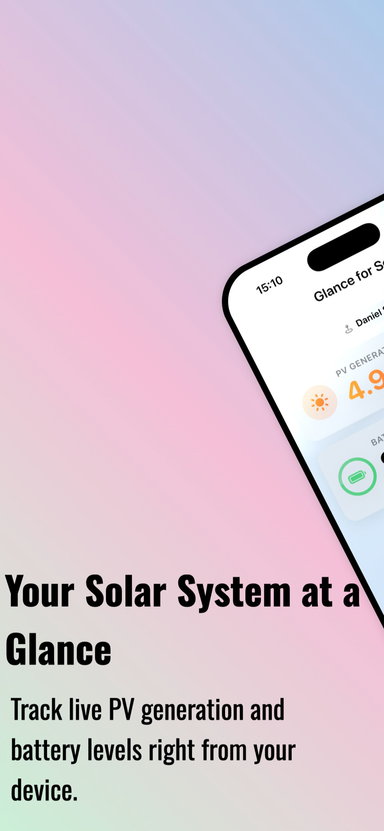 Glance for Solis - Home Screen widget showing live PV output