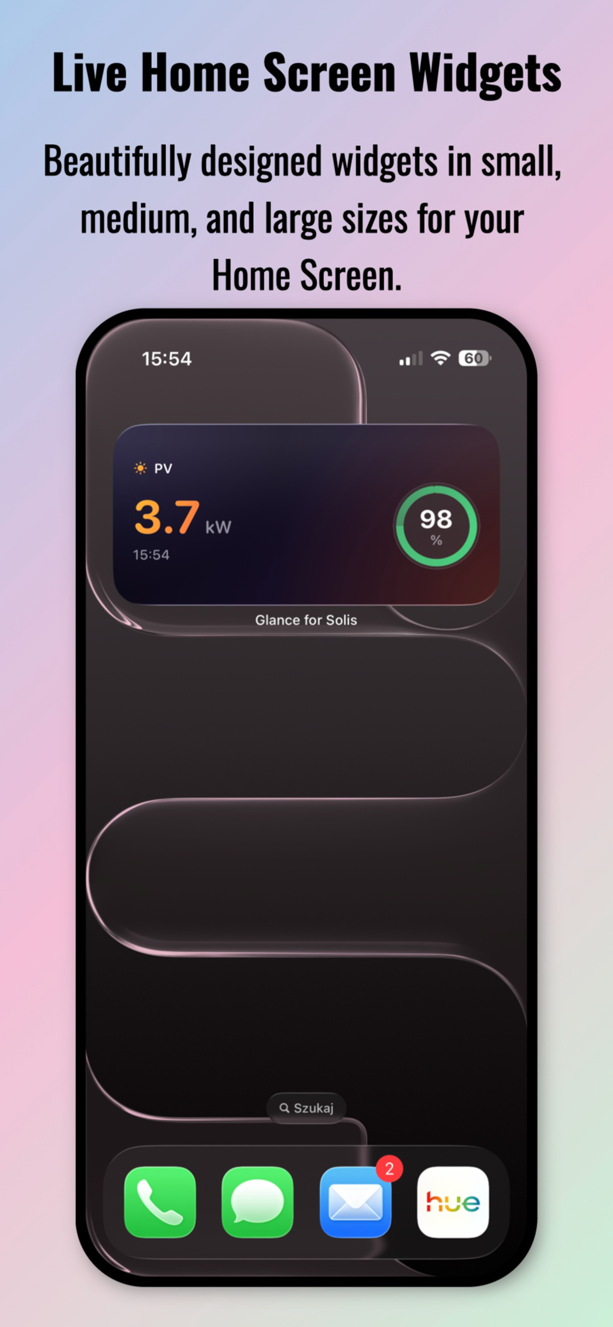 Glance for Solis - widget sizes and layouts