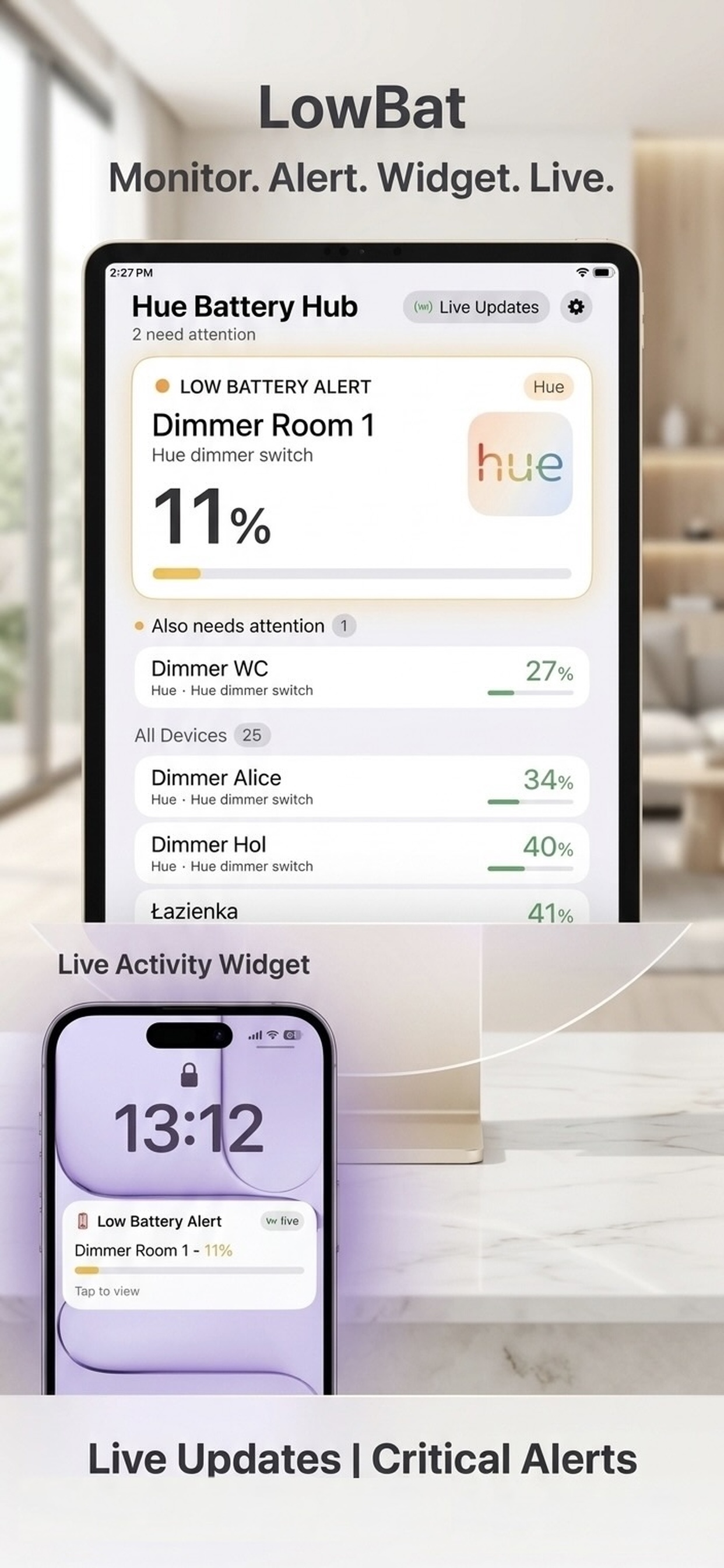 LowBat - detailed device battery view