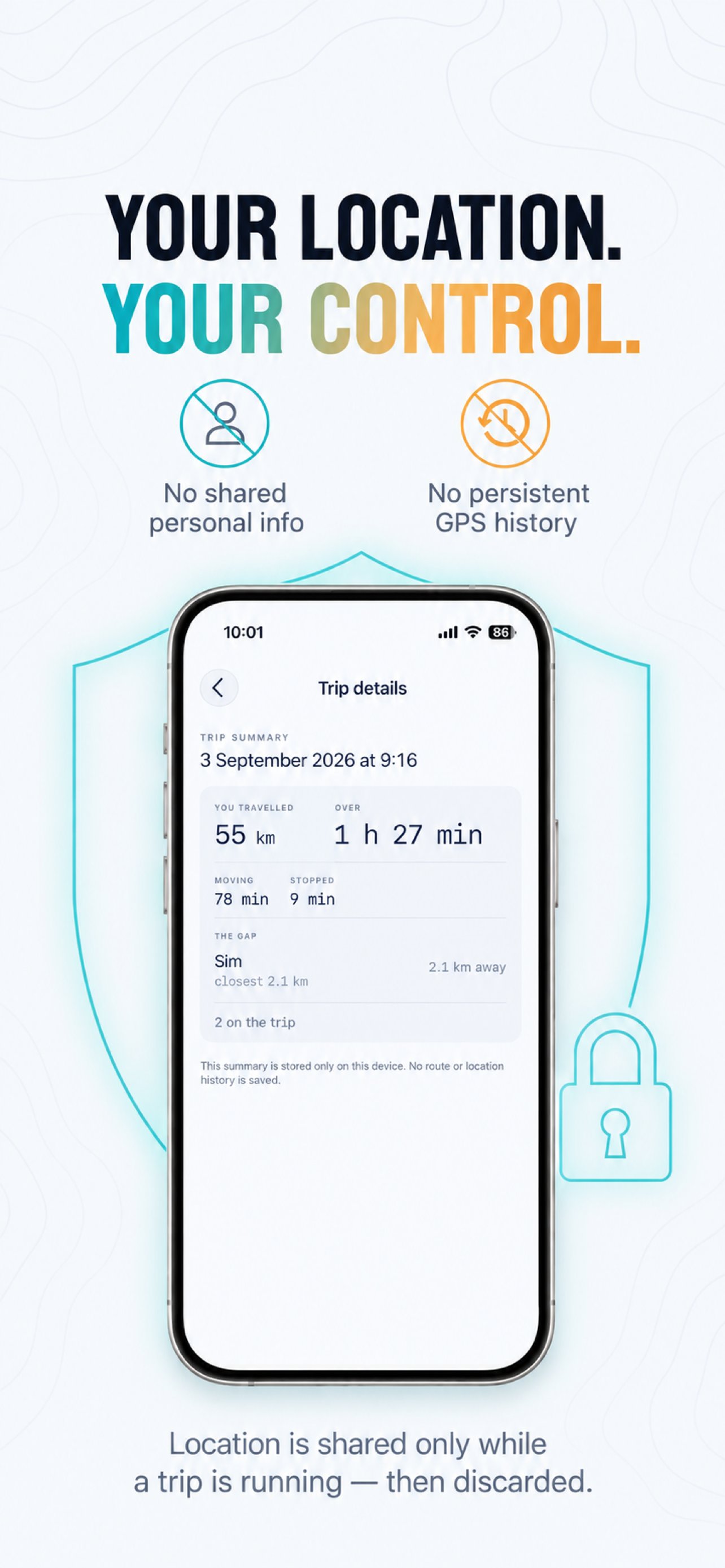 Light preview: your location, your control, with trip summaries stored on your device