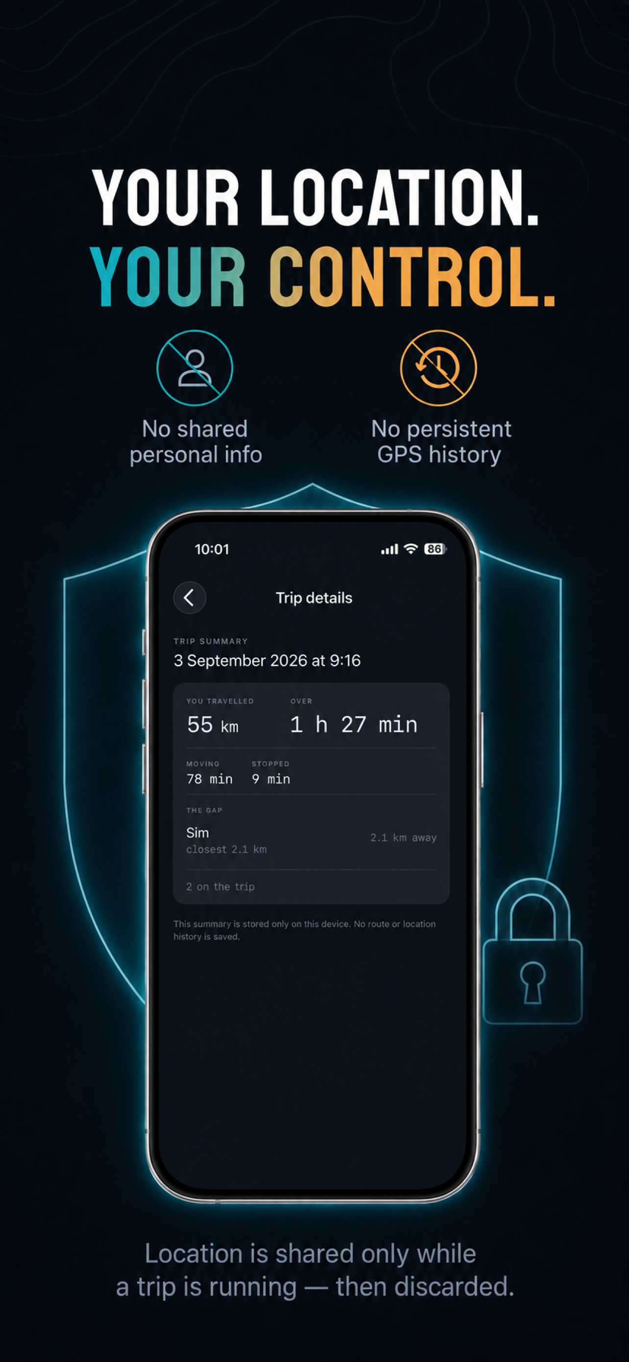 Dark preview: trip summaries and location sharing controls