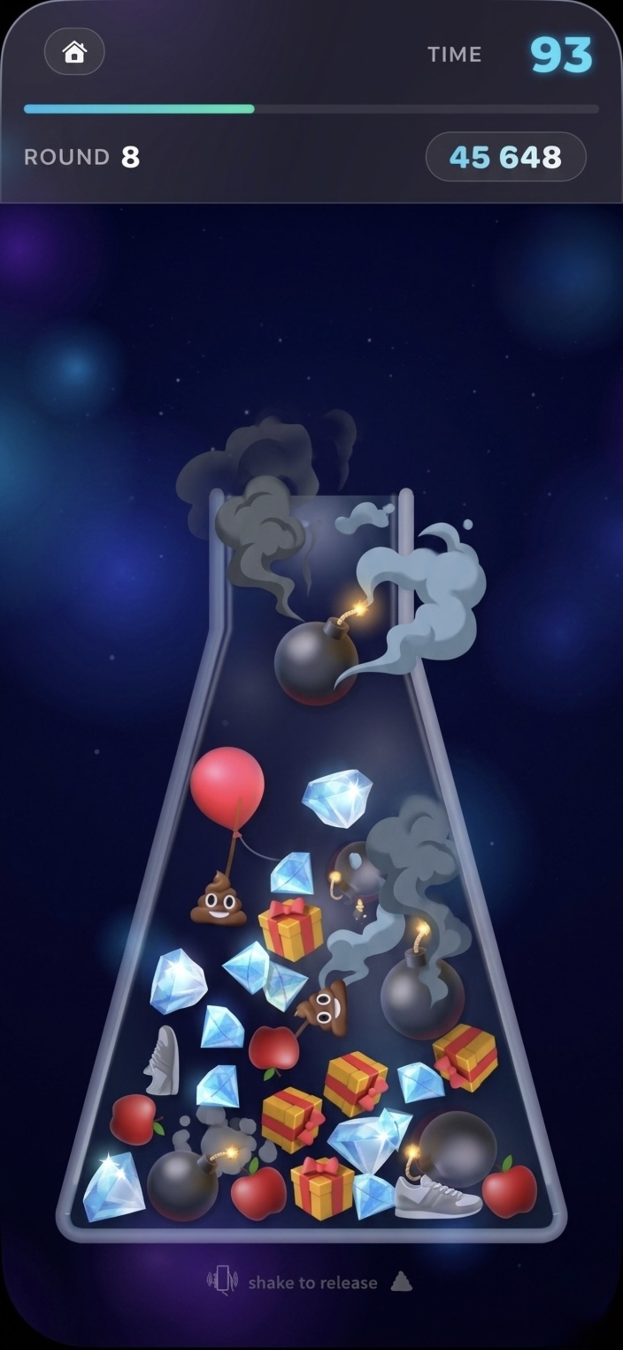 Sift gameplay - tilting to separate gems