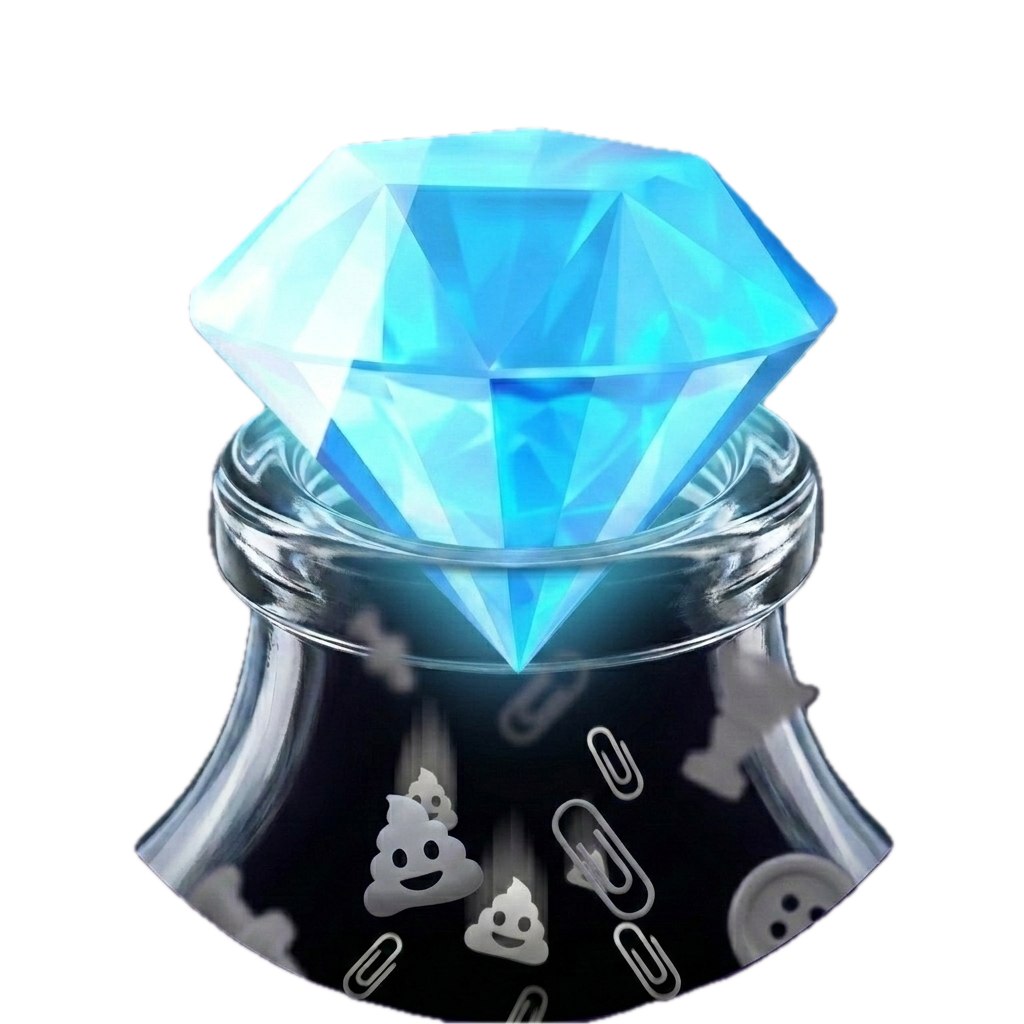 Sift app icon - glass vessel filled with sparkling diamonds