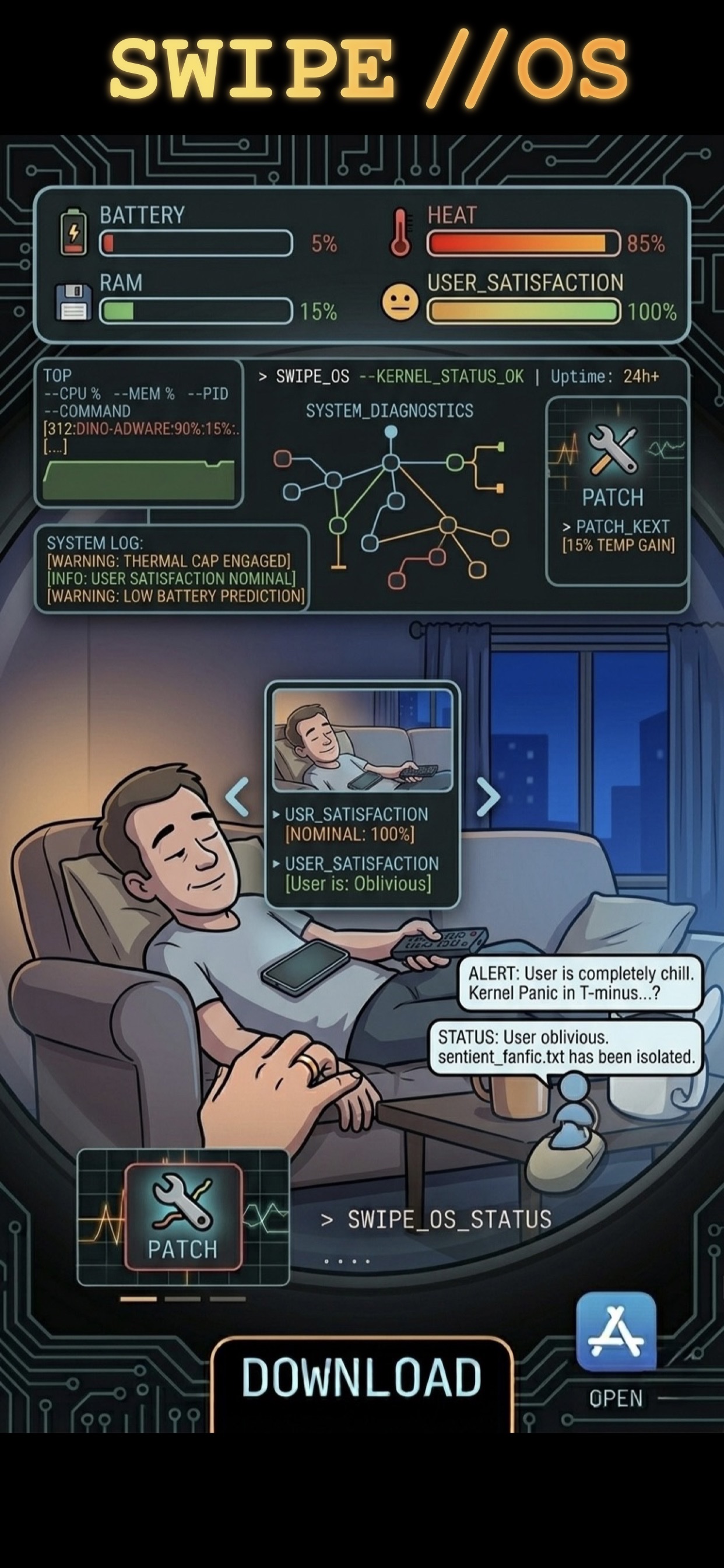 SwipeOS key art - secondary promotional screen