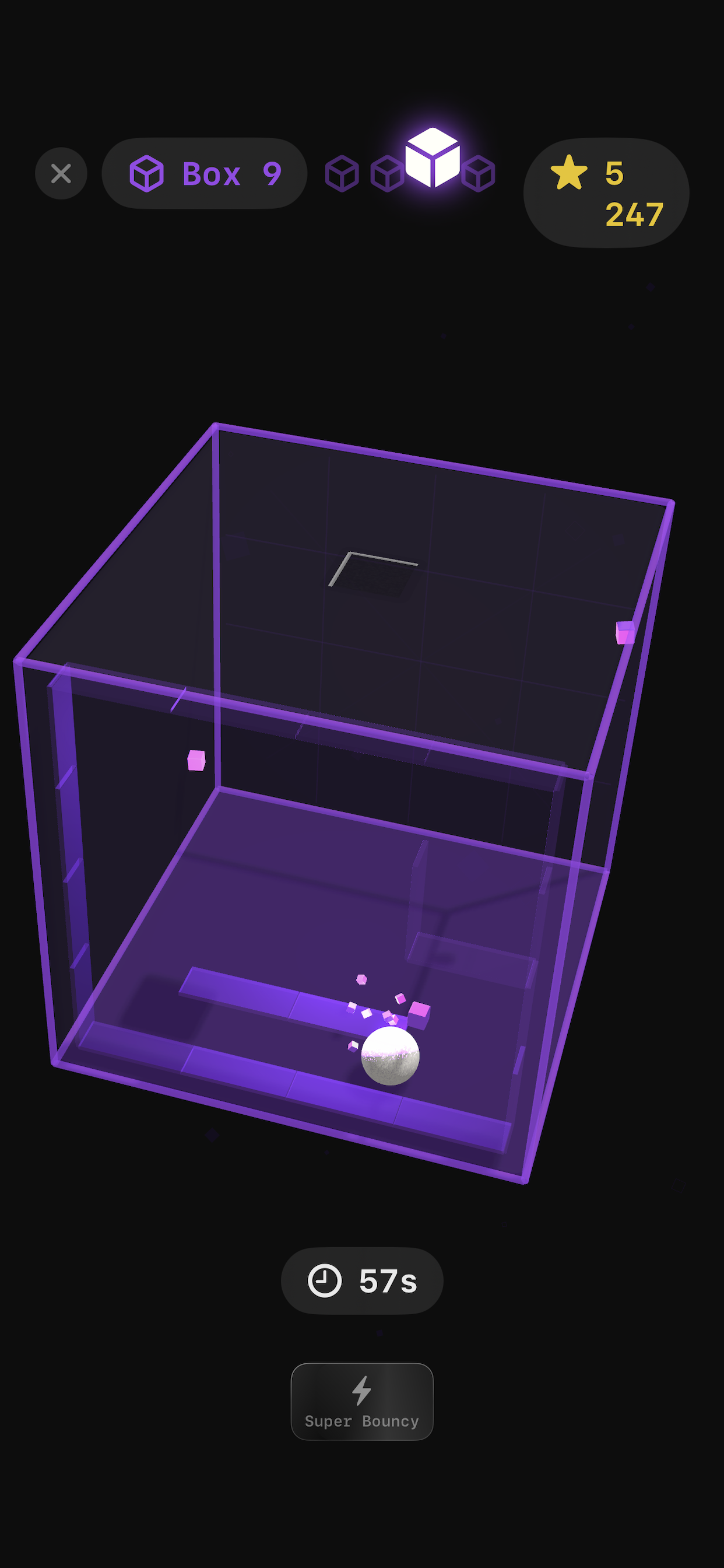 The Box - purple box level with Super Bouncy modifier