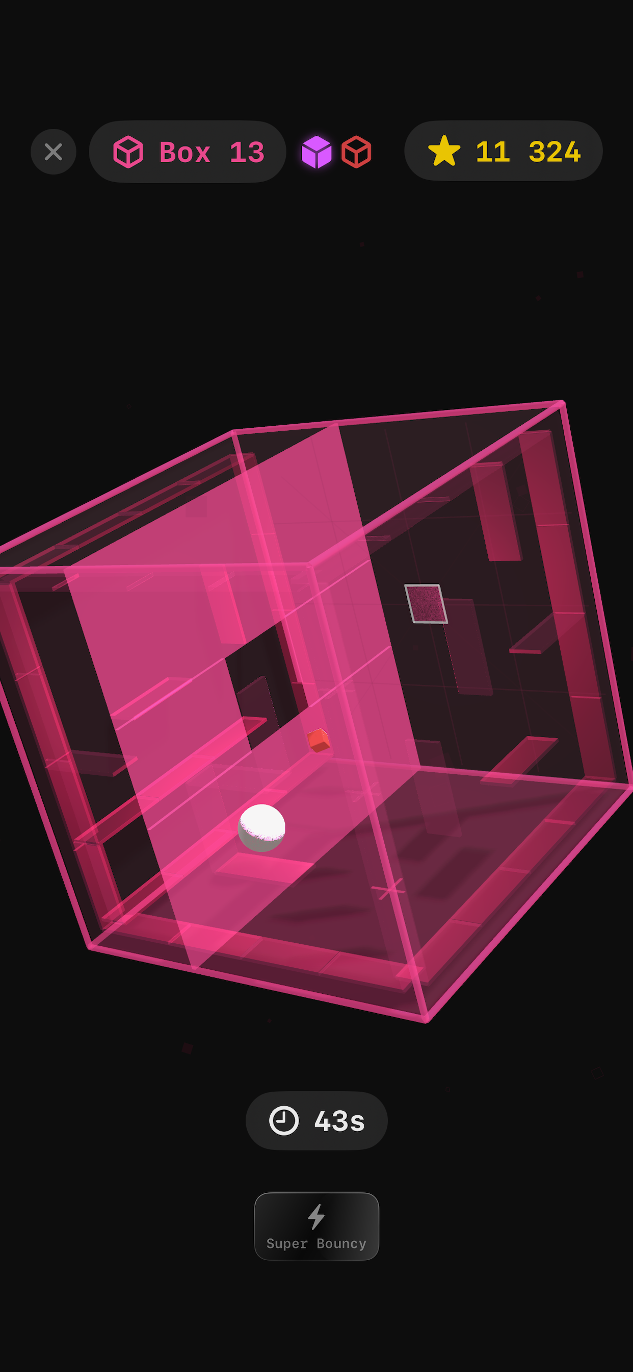 The Box - pink neon box with Super Bouncy modifier