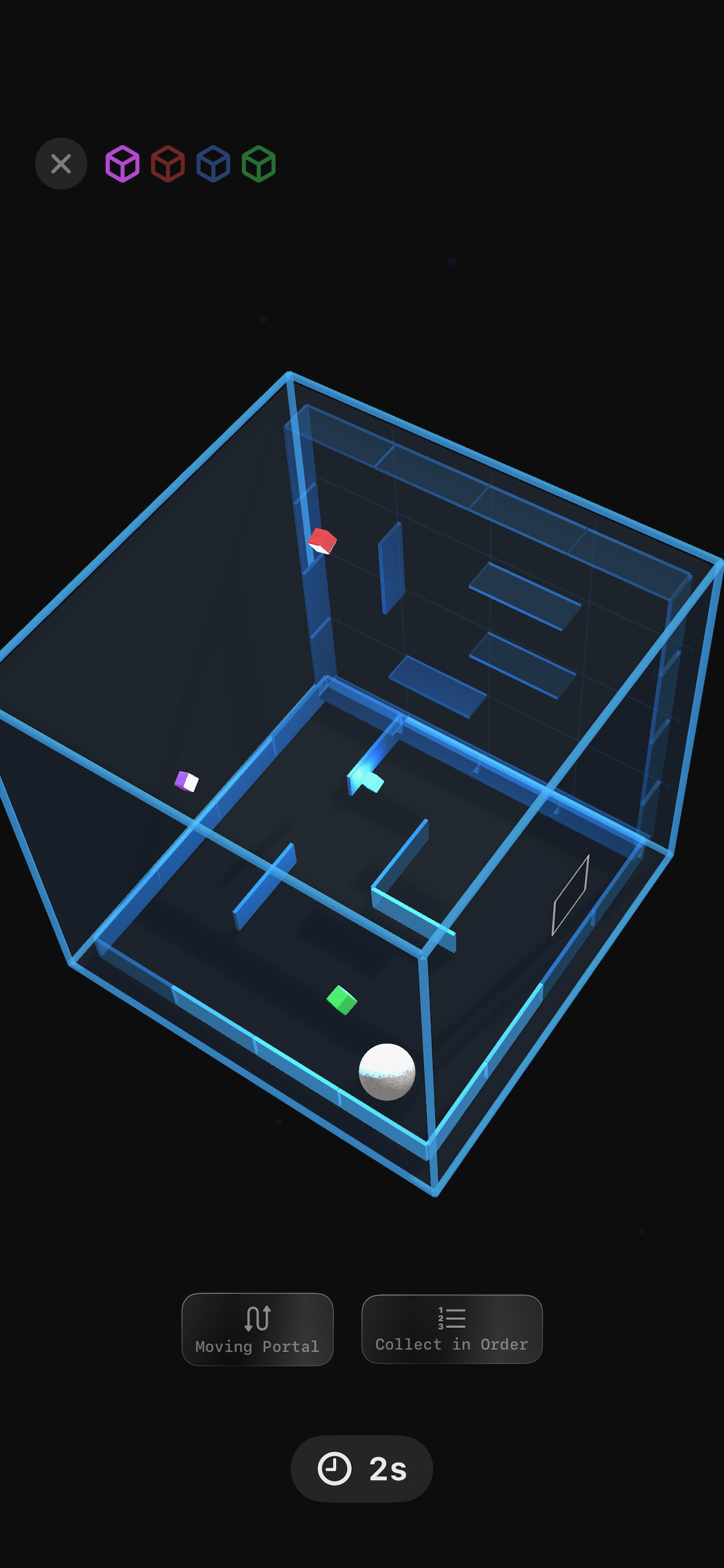 The Box - blue advanced level with Moving Portal and Collect in Order modifiers